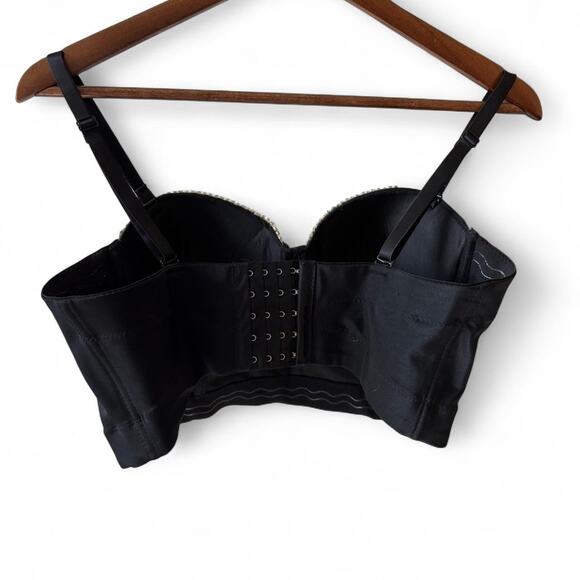 Rhinestone Fringe Corset Top – Black (Approx. Size M) - Picture 3 of 5